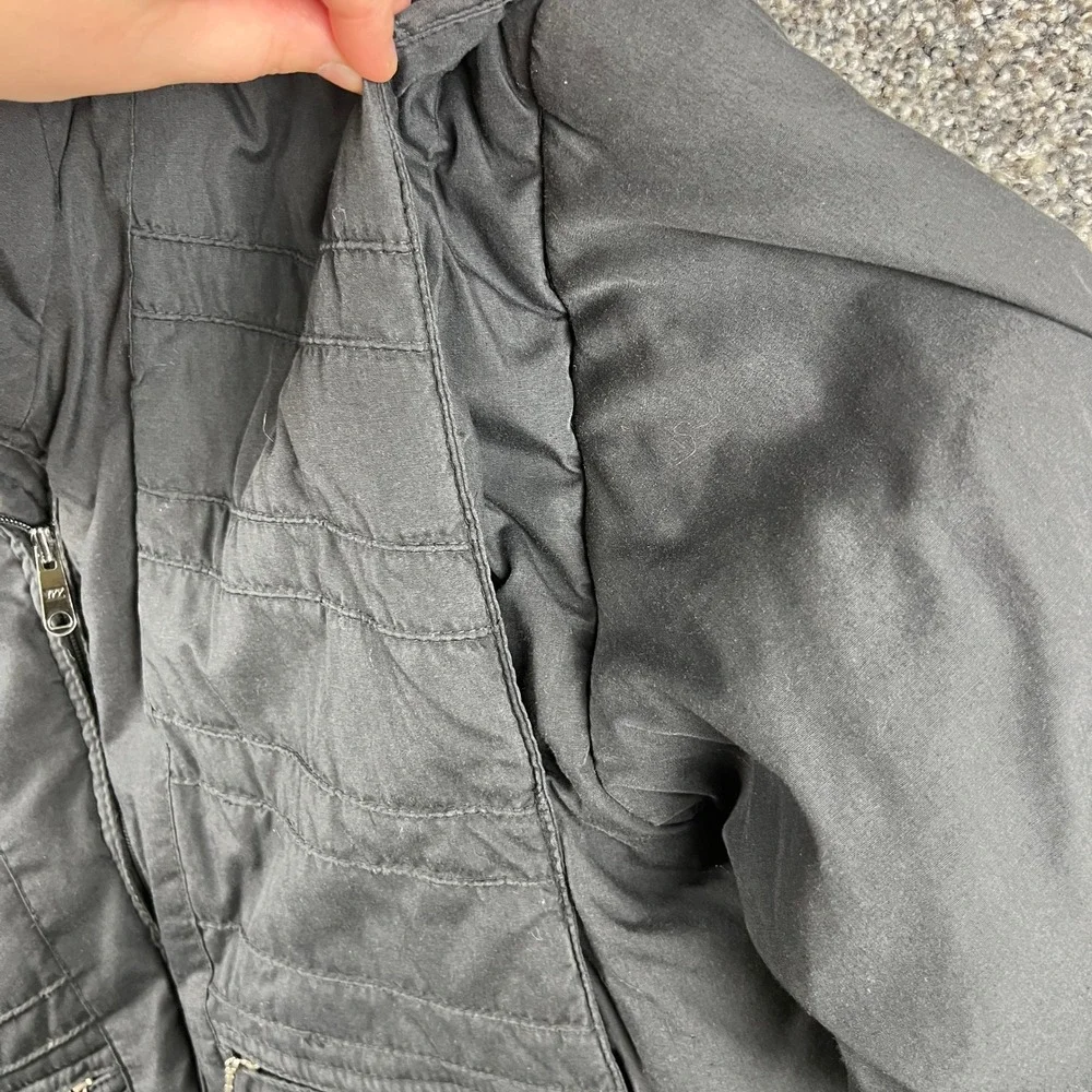 Vintage Pedigree‎ Black Puffer Jacket Quilted Mock Neck Full Zip Winter Warm Sm
